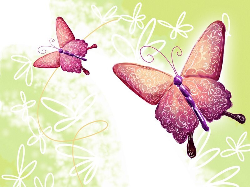 Two butterflies on a floral background