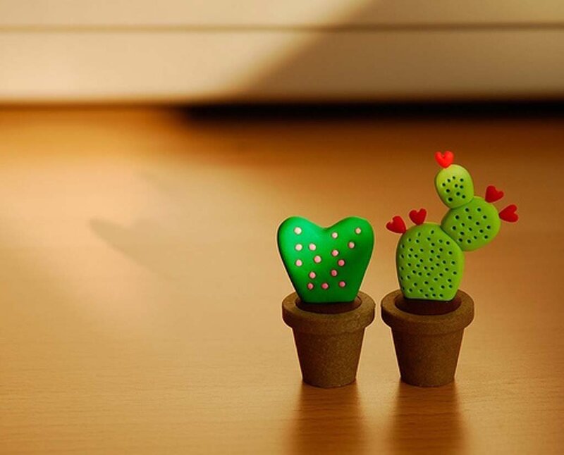 Two Cactus Figurines