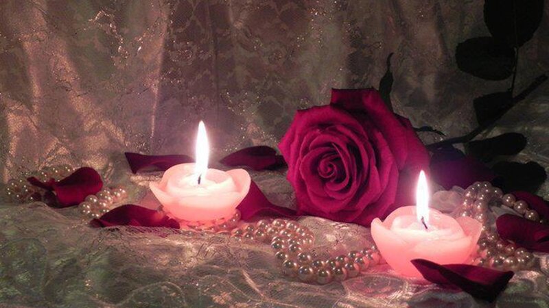 Two Candles and a Rose — Pink
