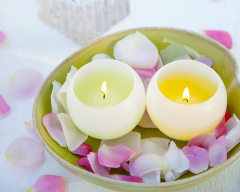 Two Candles in Bowl