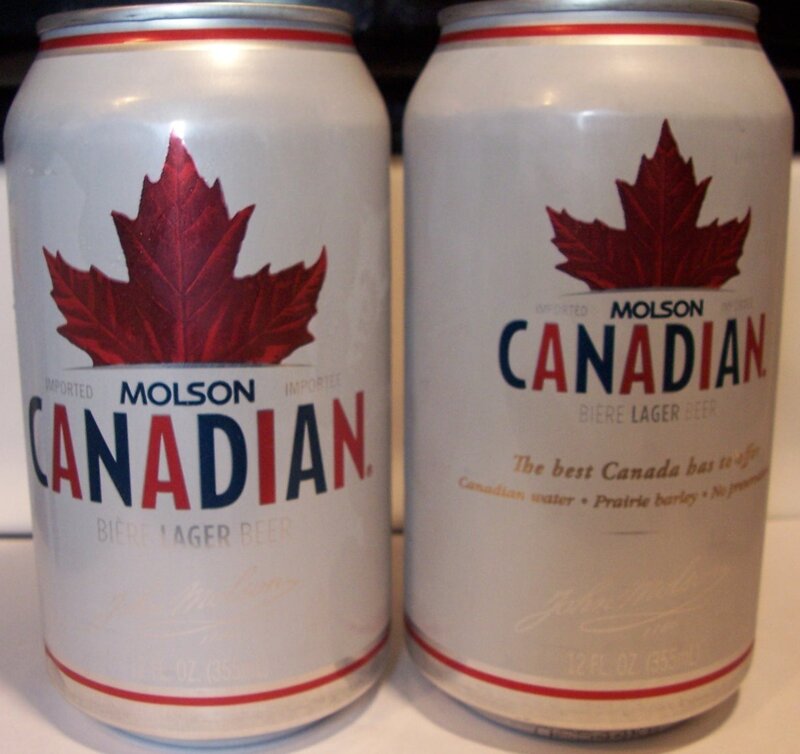 Two cans of Molson Canadian beer