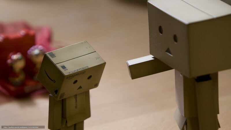 Two Cardboard Box Figures — Brown, Calm, Photograph, Cardboard Boxes