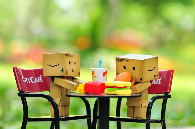Two Cardboard Box Figures — Brown, Playful