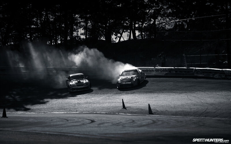 Two Cars Drifting — Black, Dramatic