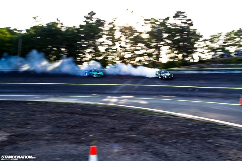 Two Cars Drifting — Green, Dynamic, Sunset