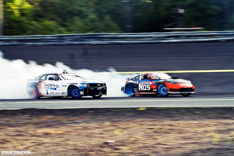 Two cars drifting on a track