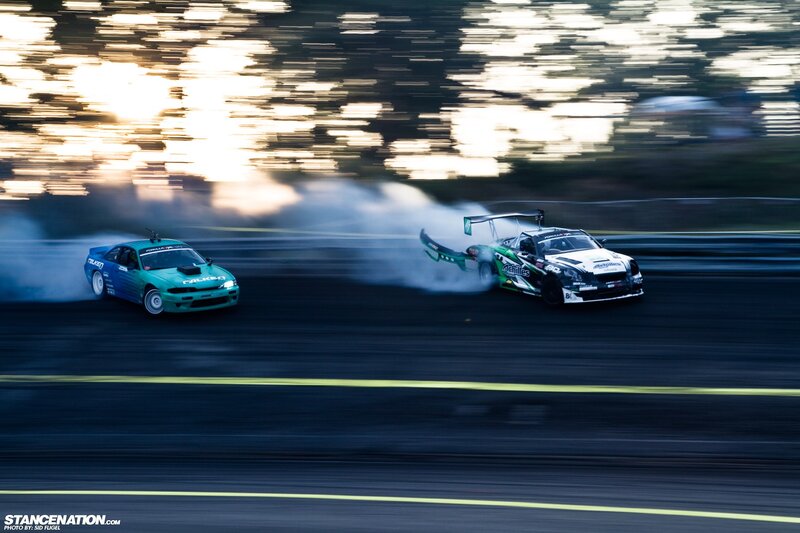 Two cars drifting on a track