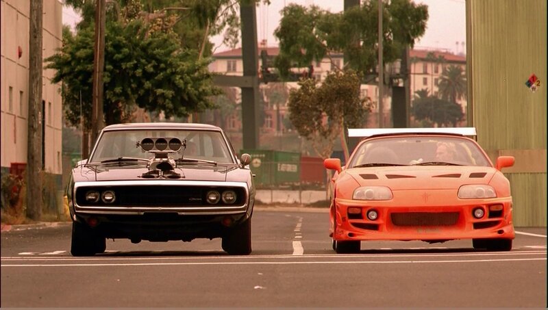 Two cars facing each other