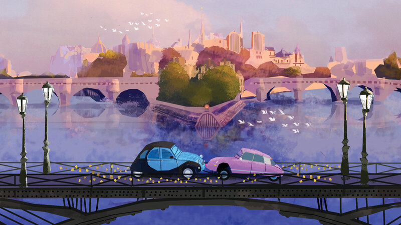 Two Cars on a Bridge