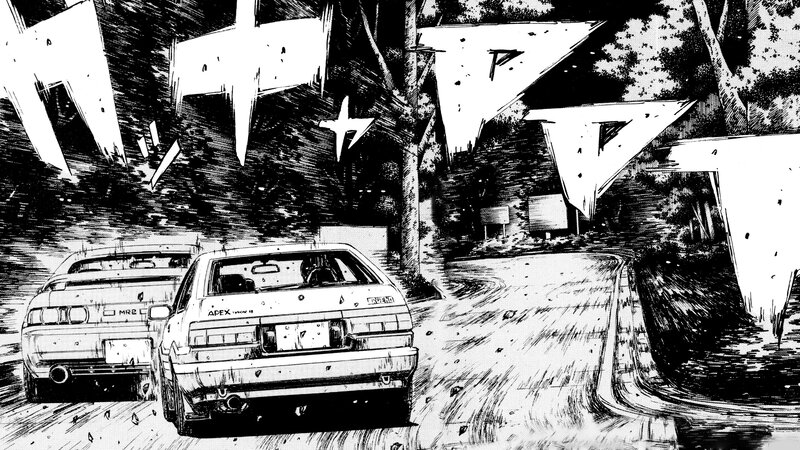 Two Cars on a Road — Black, Dramatic