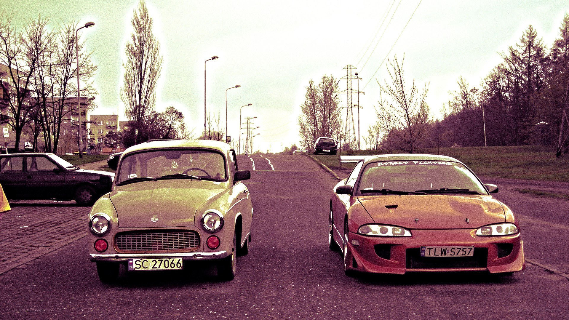 Two cars on a road