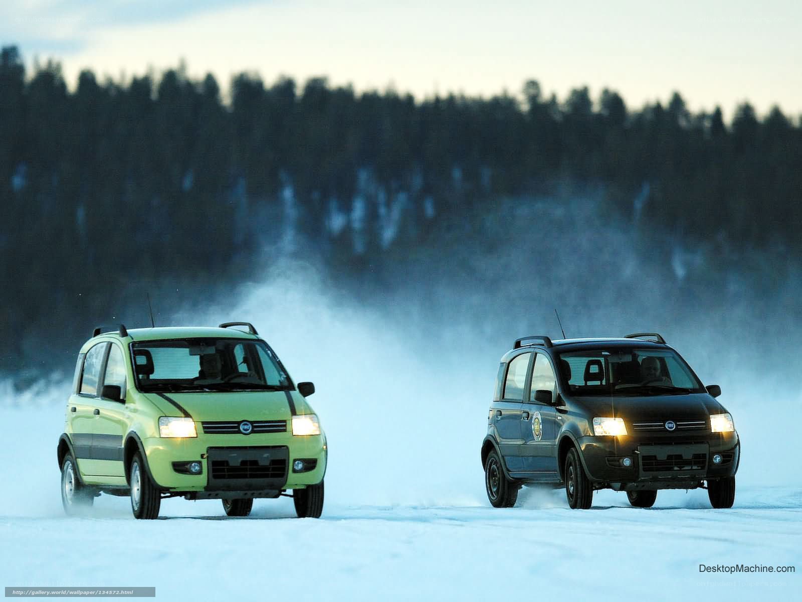 Two cars on a snowy track