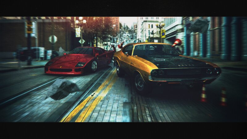 Two Cars on City Street