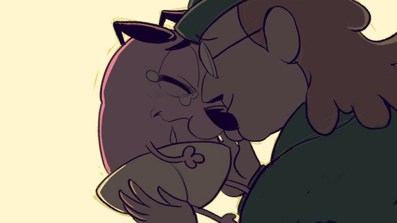 Two Cartoon Bears Hugging