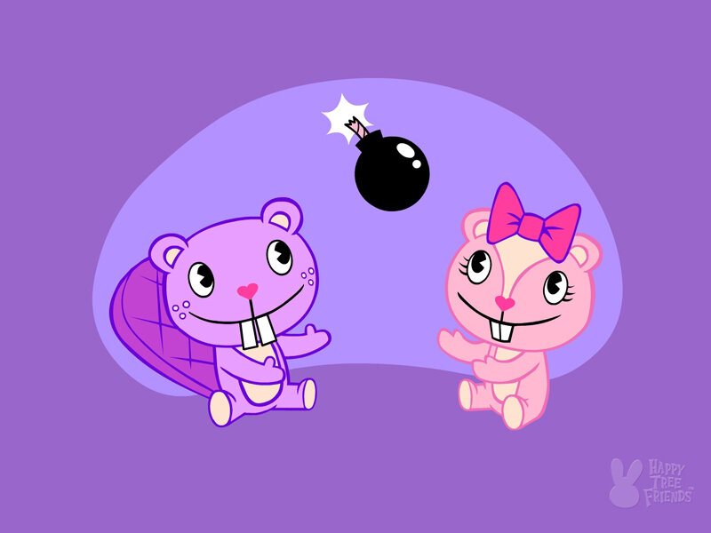 Two Cartoon Beavers — Purple