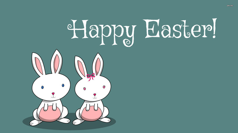 Two Cartoon Bunnies — Teal