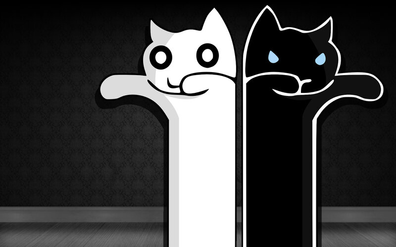 Two Cartoon Cats — Black, Dramatic