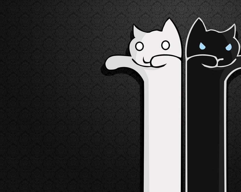 Two Cartoon Cats — Black, Playful