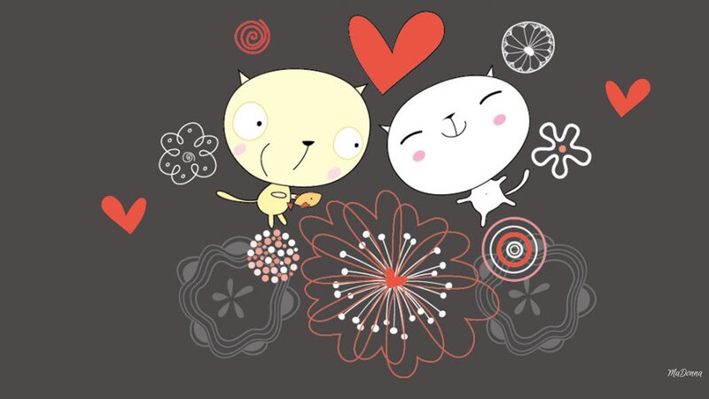 Two Cartoon Cats — Gray