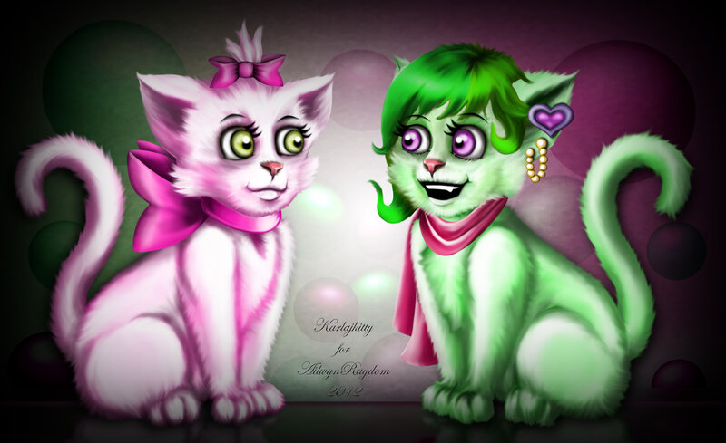 Two Cartoon Cats — Pink, Playful