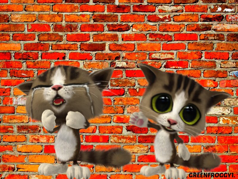 Two Cartoon Cats — Red