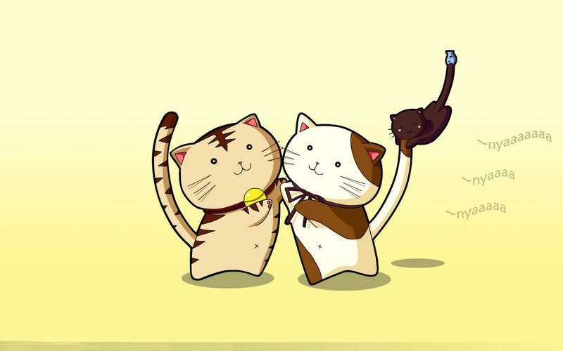 Two Cartoon Cats — Yellow