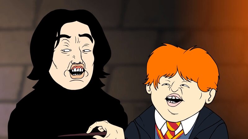 Two Cartoon Characters — Black, Dramatic