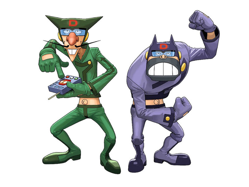 Two Cartoon Characters — Green, Playful