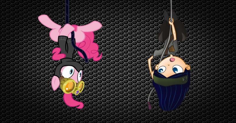 Two Cartoon Characters Hanging