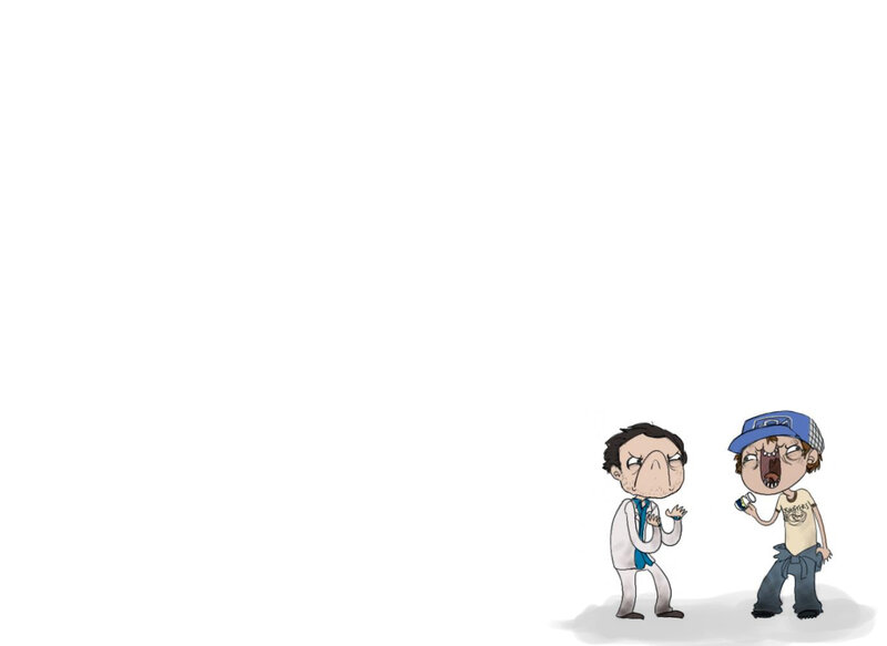 two cartoon characters interacting