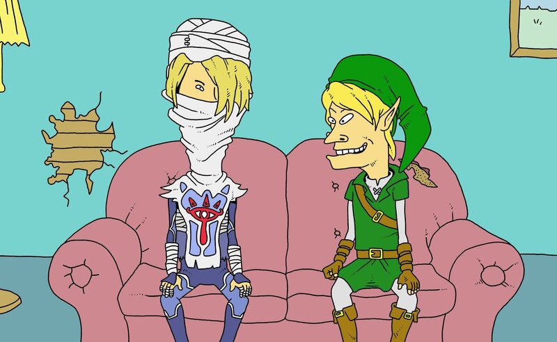Two Cartoon Characters on Couch