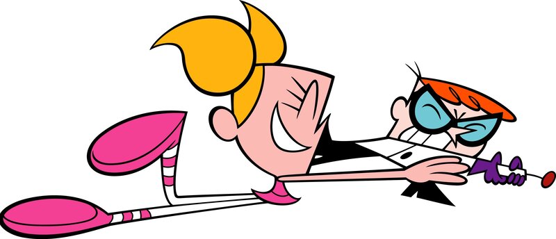 Two Cartoon Characters — Pink, Playful, Glasses