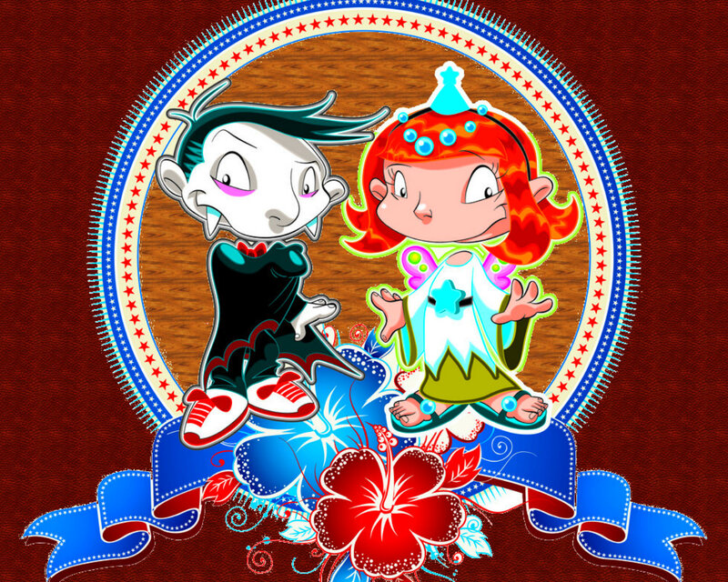 Two Cartoon Characters — Red