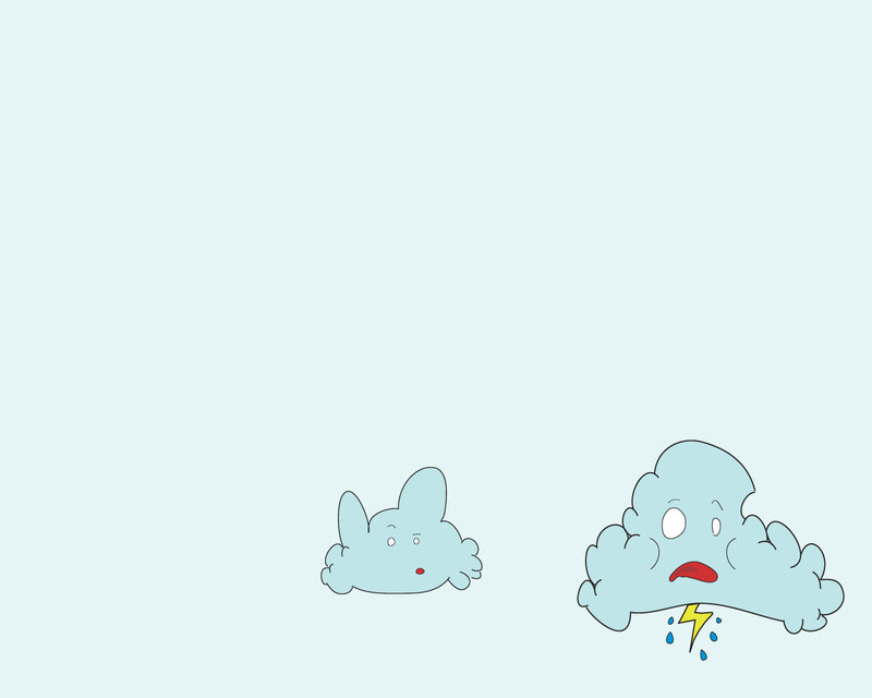 two cartoon clouds