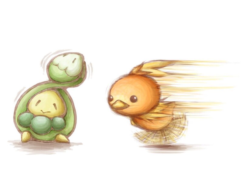 Two Cartoon Creatures — Green, Playful