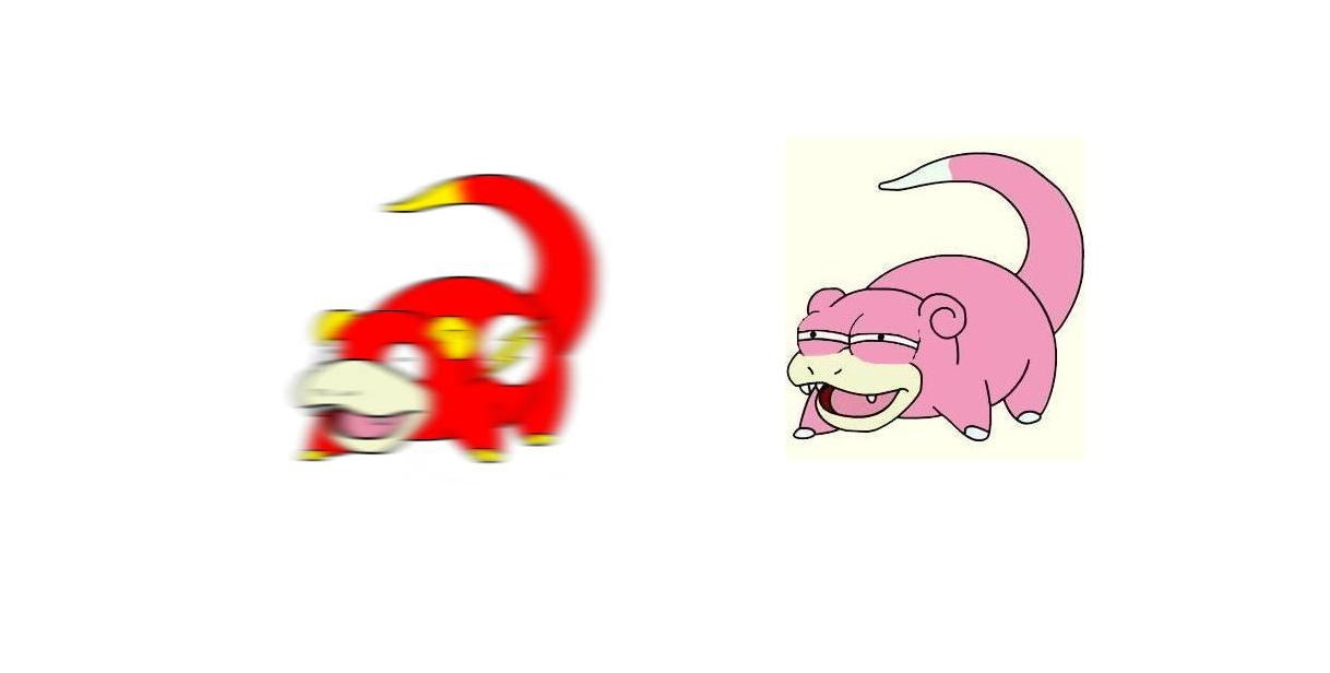 two cartoon creatures side by side