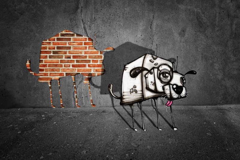 Two Cartoon Dogs — Black