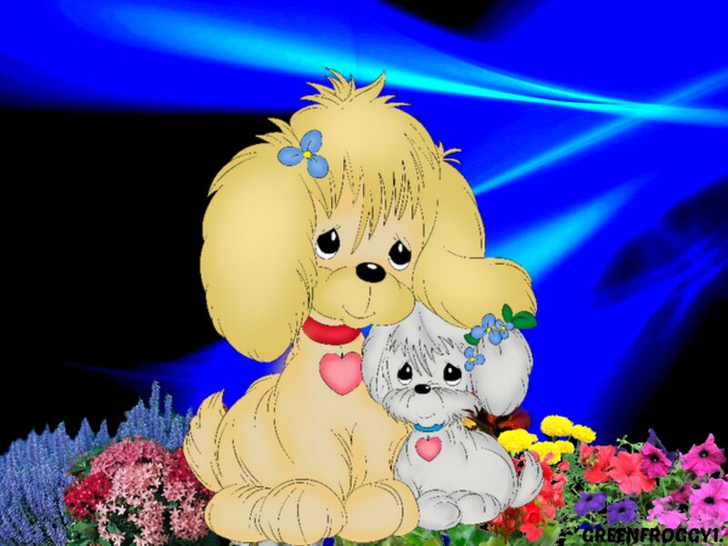 Two Cartoon Dogs — Blue
