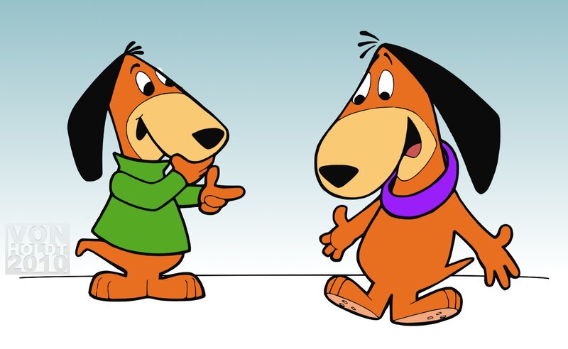 Two Cartoon Dogs — Orange, Playful