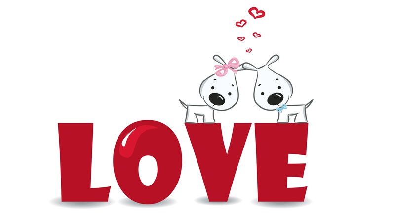 Two Cartoon Dogs — Red