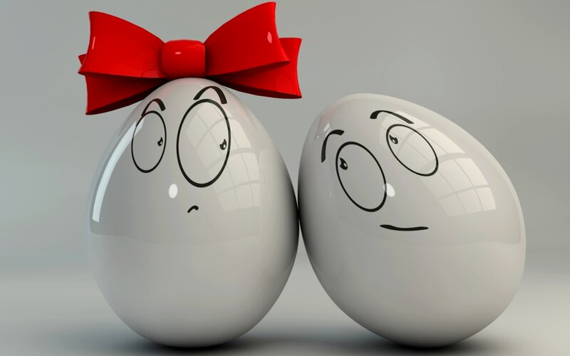 Two Cartoon Eggs — White