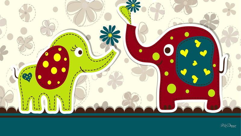 Two Cartoon Elephants