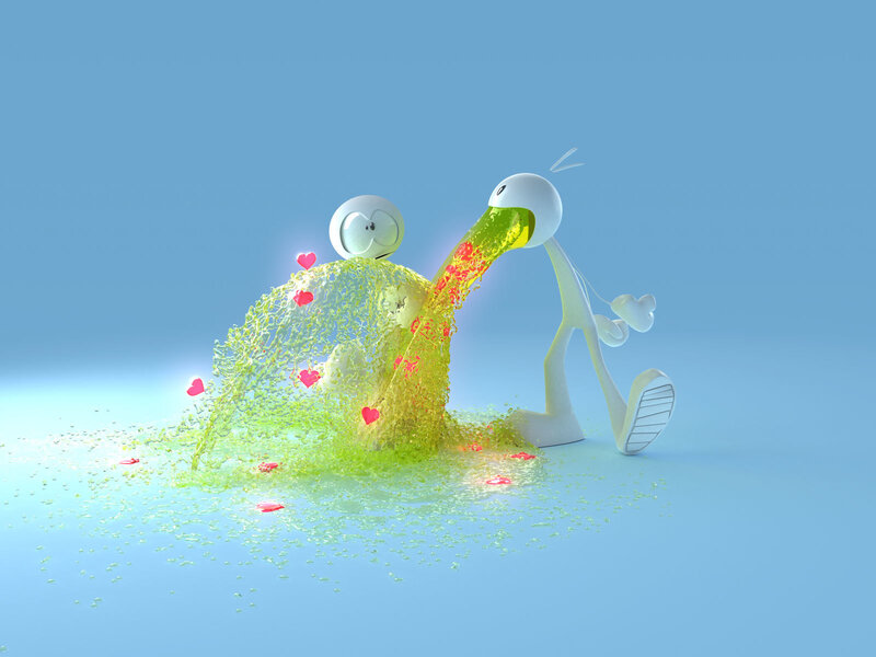 Two Cartoon Figures Spitting