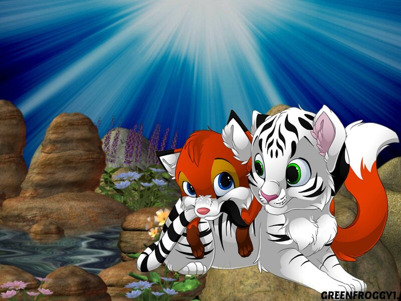 Two Cartoon Kittens — Blue