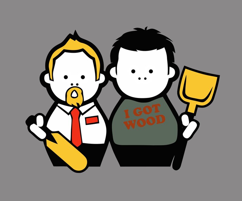 Two Cartoon Men — Gray, Neutral