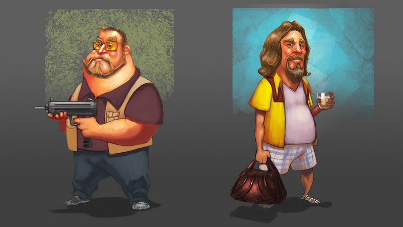 Two Cartoon Men — Gray