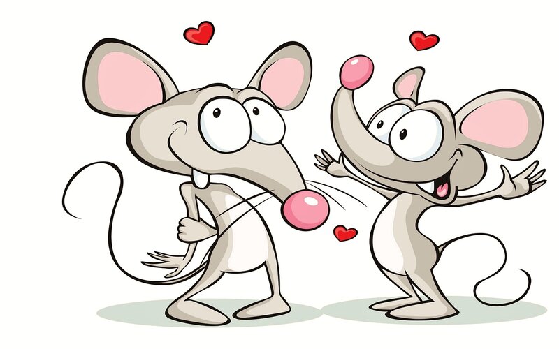Two Cartoon Mice — Gray