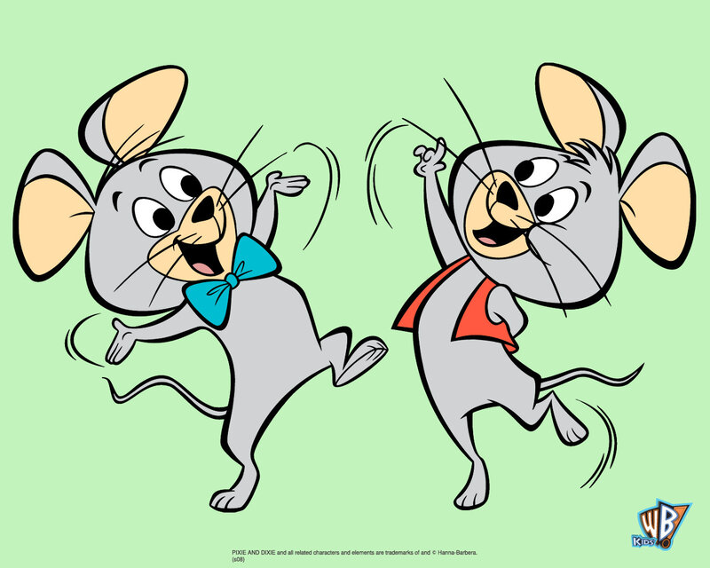 Two Cartoon Mice — Green, Playful