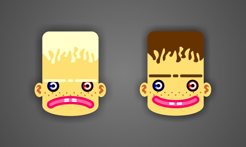 Two Cartoon Monster Faces