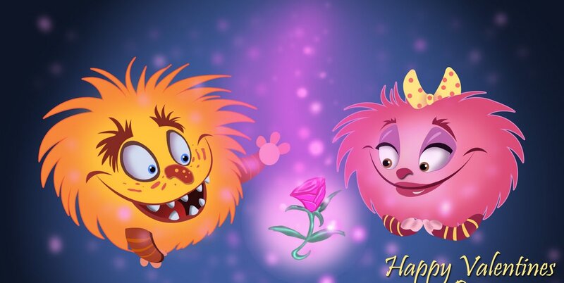 Two Cartoon Monsters — Purple